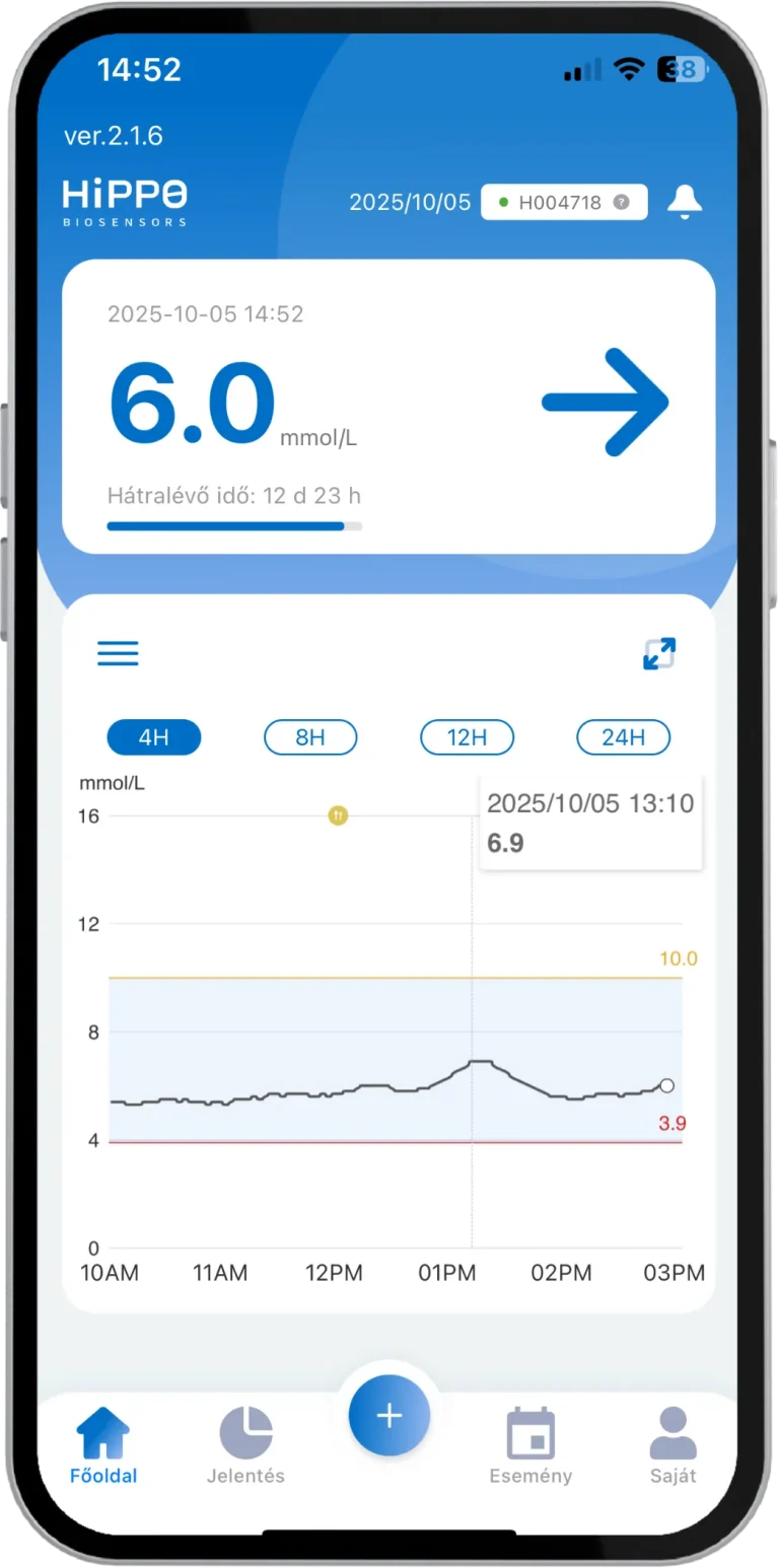 Hippo H1 app főképernyő